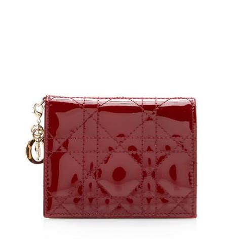 lady dior patent lotus wallet